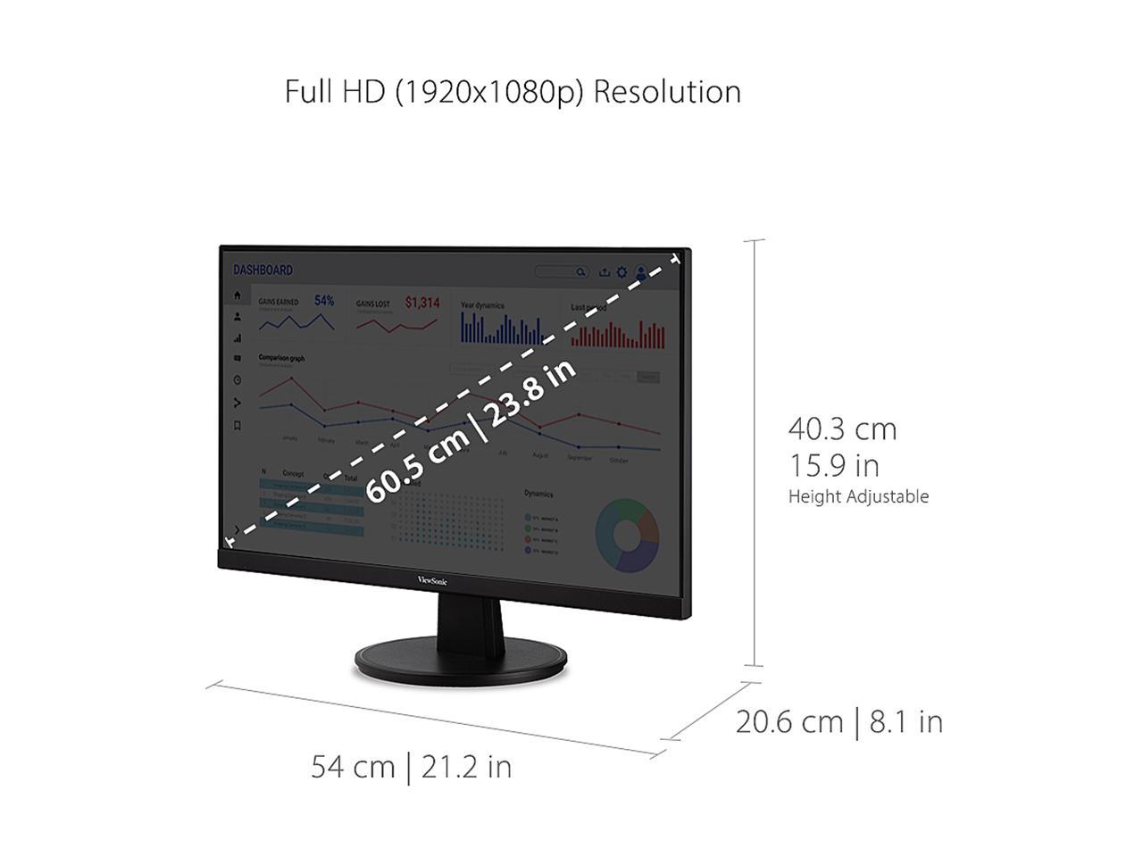 ViewSonic VA2447-MH 24 Inch Full HD 1080p Monitor with Ultra-Thin Bezel ...