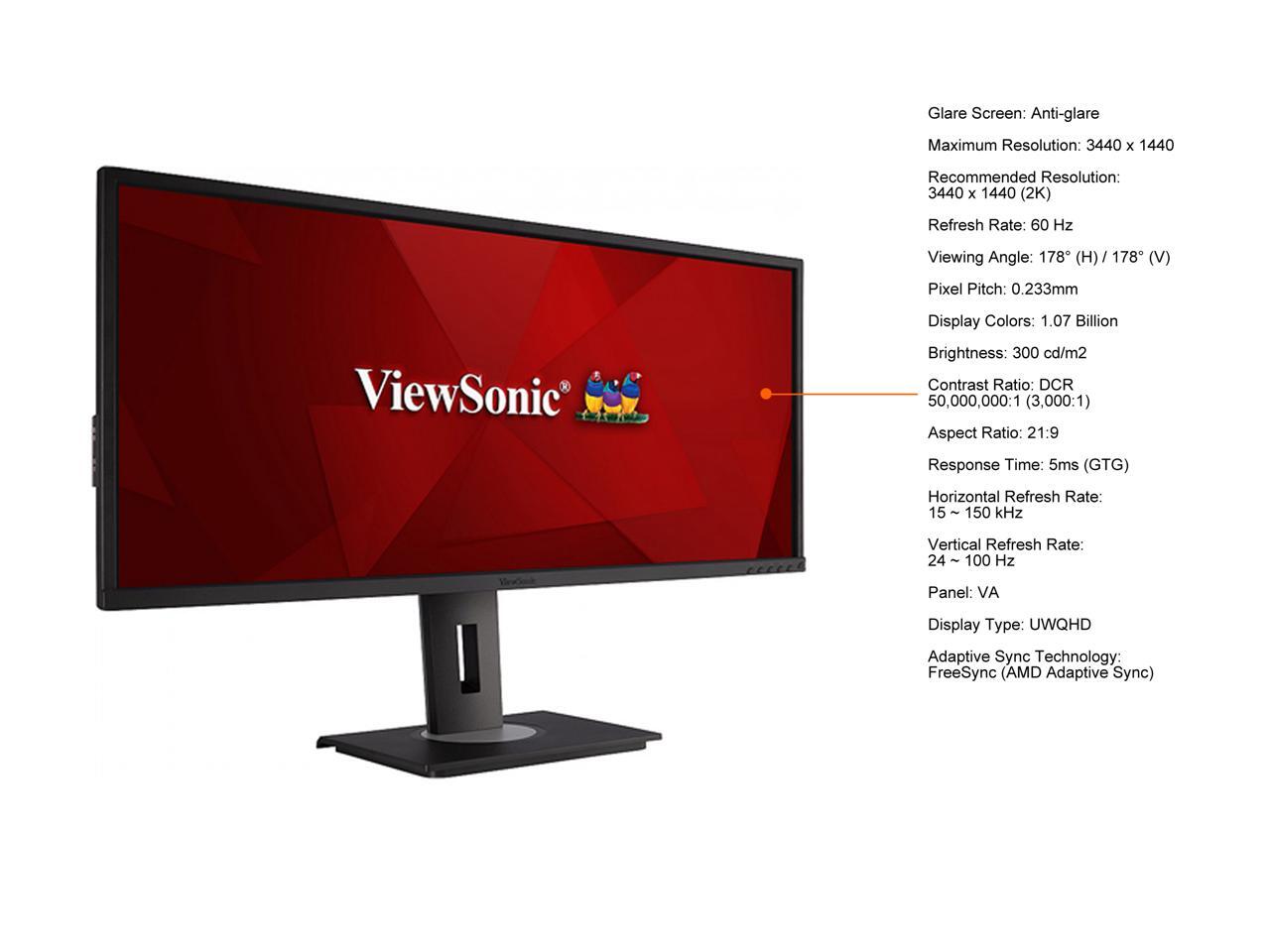 ViewSonic VG3456 34 Inch 21:9 UltraWide WQHD 1440p Monitor with ...