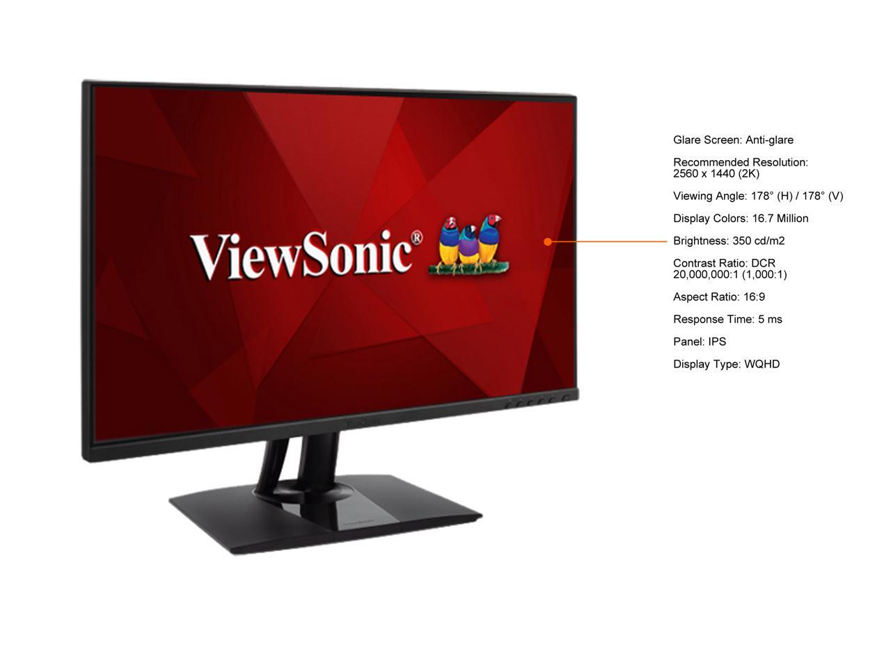 ViewSonic VP27562K 27 Inch Premium IPS 1440p Frameless Ergonomic Monitor with Color Accuracy