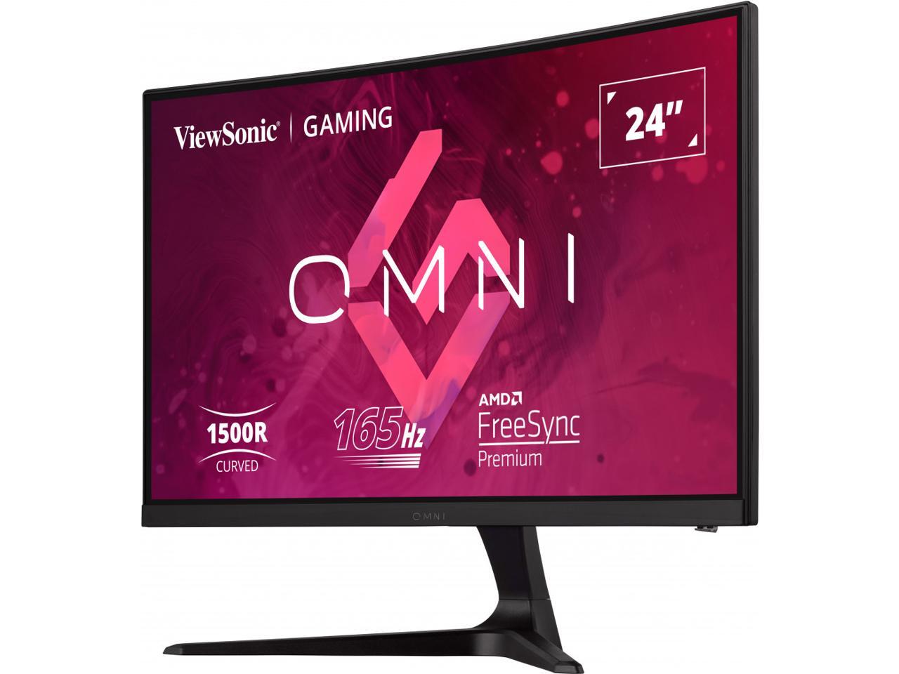 ViewSonic OMNI VX2418C 24 Inch 1080p 1ms 165Hz Curved Gaming Monitor with AMD FreeSync Premium