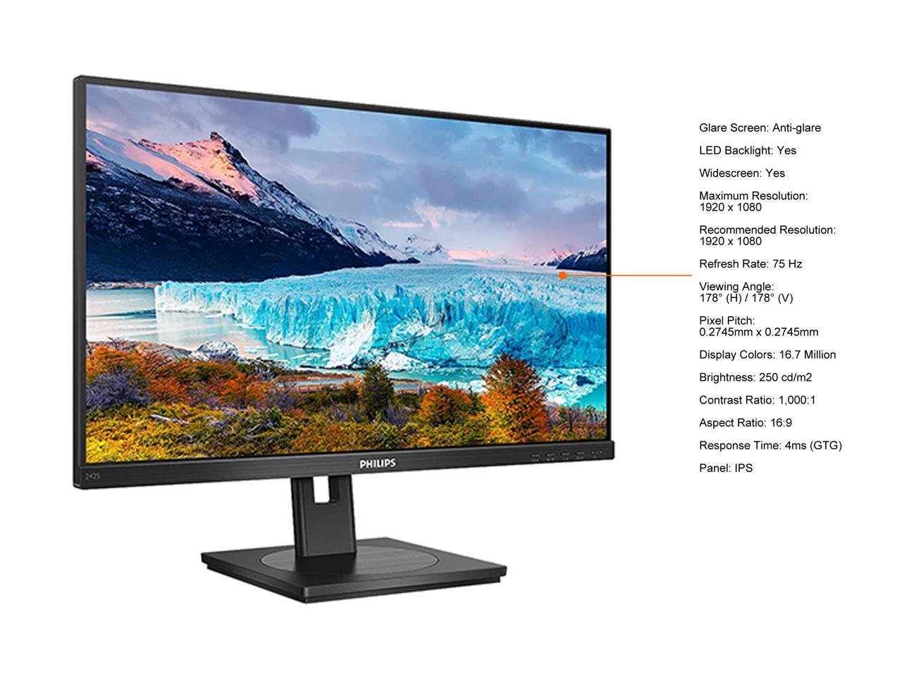 PHILIPS 242S1AE 24" (23.8" Viewable) 1920 x 1080 75 Hz Built-in ...