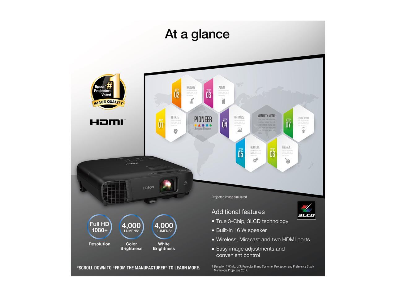 Epson Pro EX9240 3Chip 3LCD Full HD 1080p Wireless Projector, 4,000