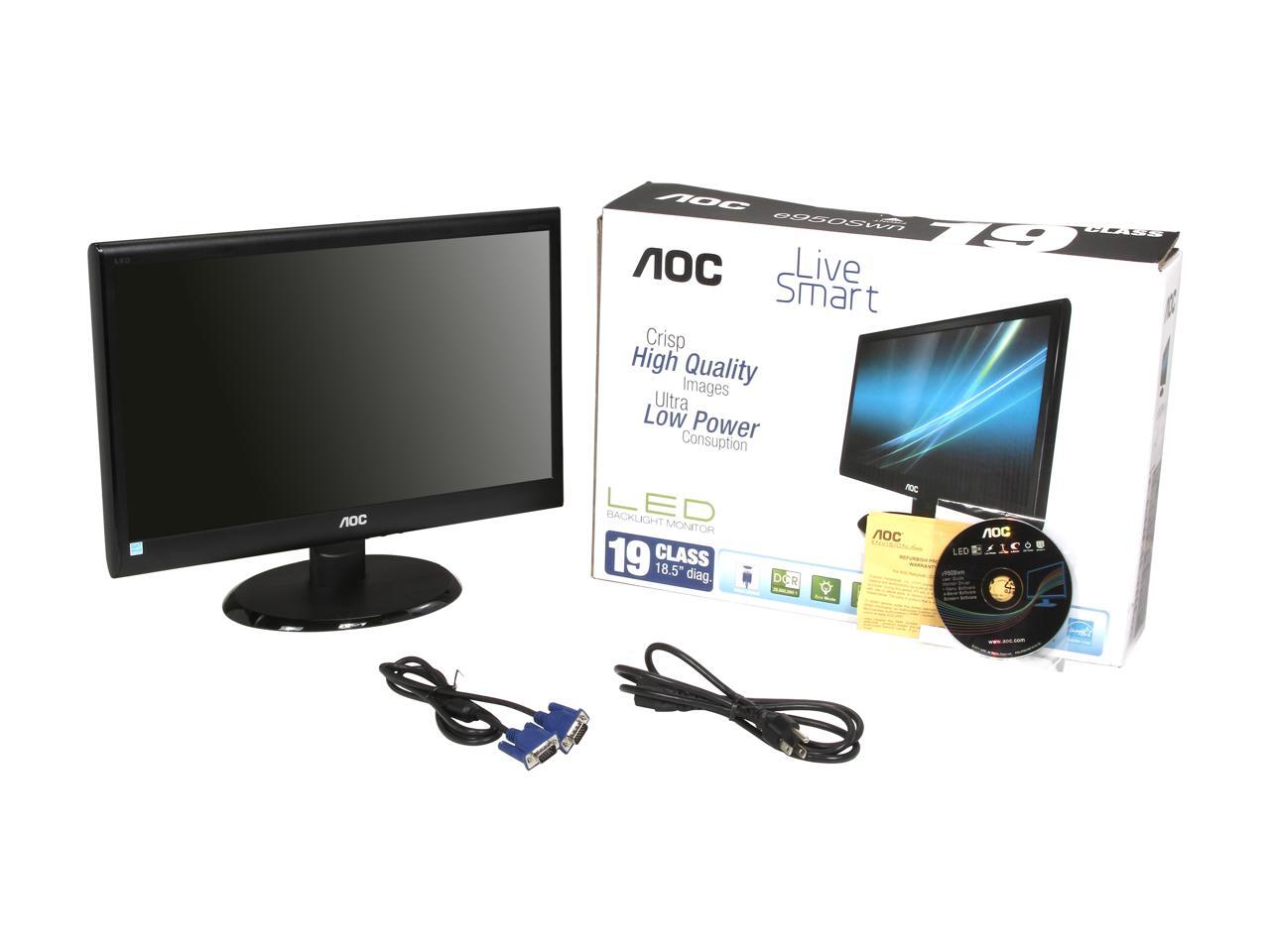Refurbished: AOC E950SWN-B 19" 1366 x 768 60 Hz D-Sub LCD Monitor ...