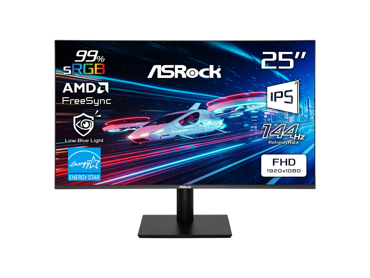 ASRock Phantom Gaming 25" (24.5" actual) Full HD 144Hz IPS with AMD FreeSync (Adaptive Sync) 1ms Computer Monitor for both Work and Gaming CL25FFB