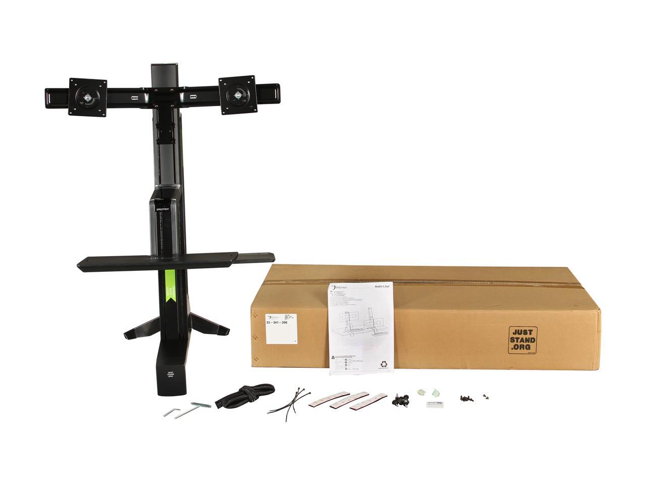 Ergotron 33341200 Black WorkFitS, Dual Monitor SitStand Workstation