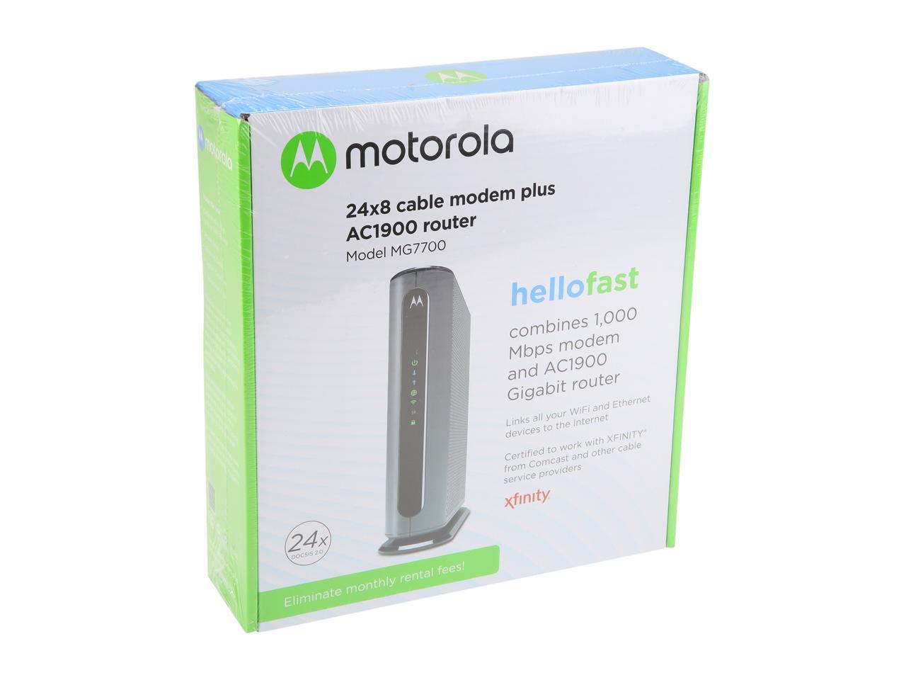 Motorola MG7700 24x8 Cable Modem Plus AC1900 Dual Band WiFi Gigabit Router with Power Boost & Roku Express HD Streaming Media Player 2019 