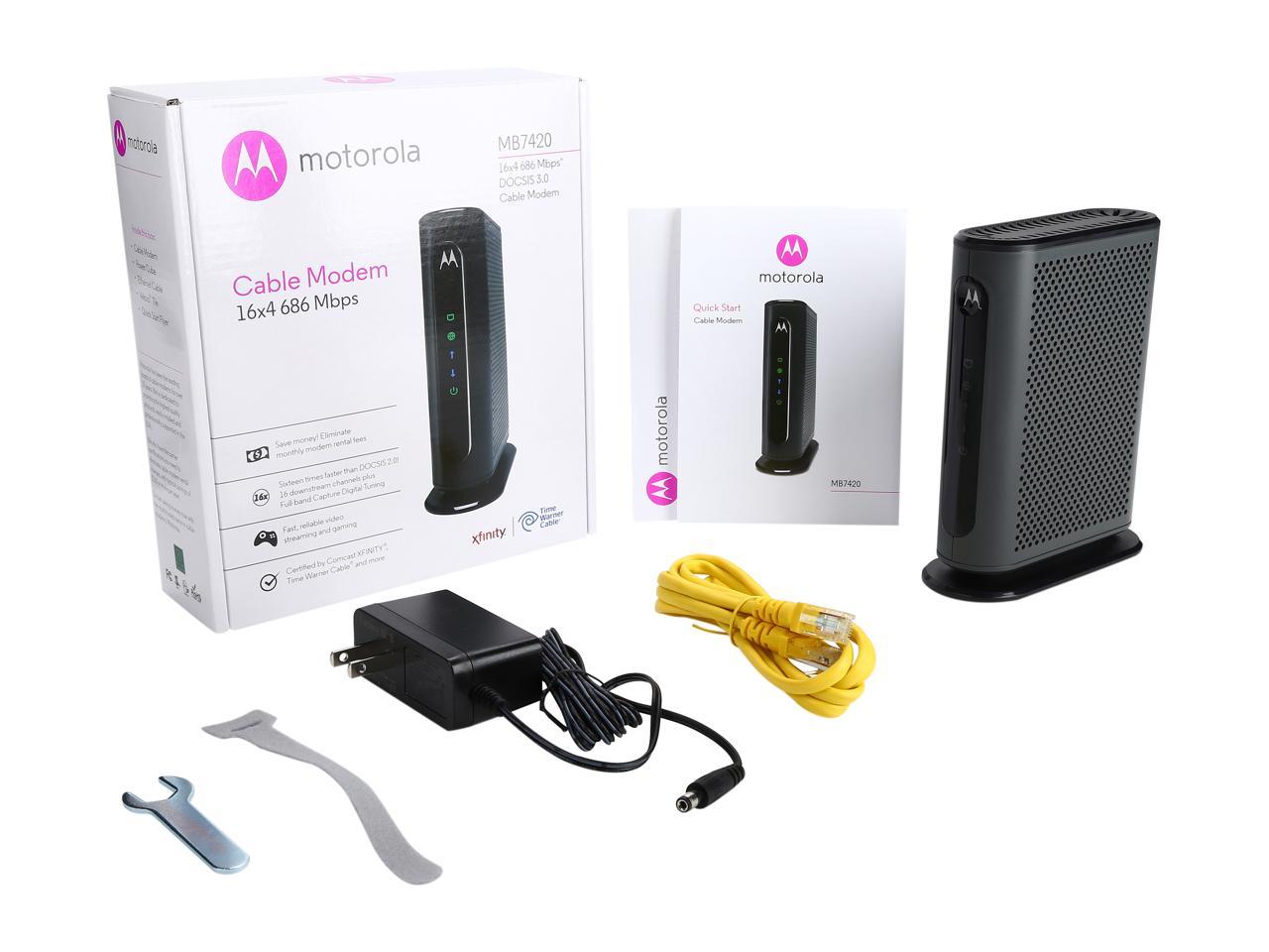 Motorola 16x4 Cable Modem Model Mb7420 686 Mbps Docsis 3 0 Certified By Comcast Xfinity