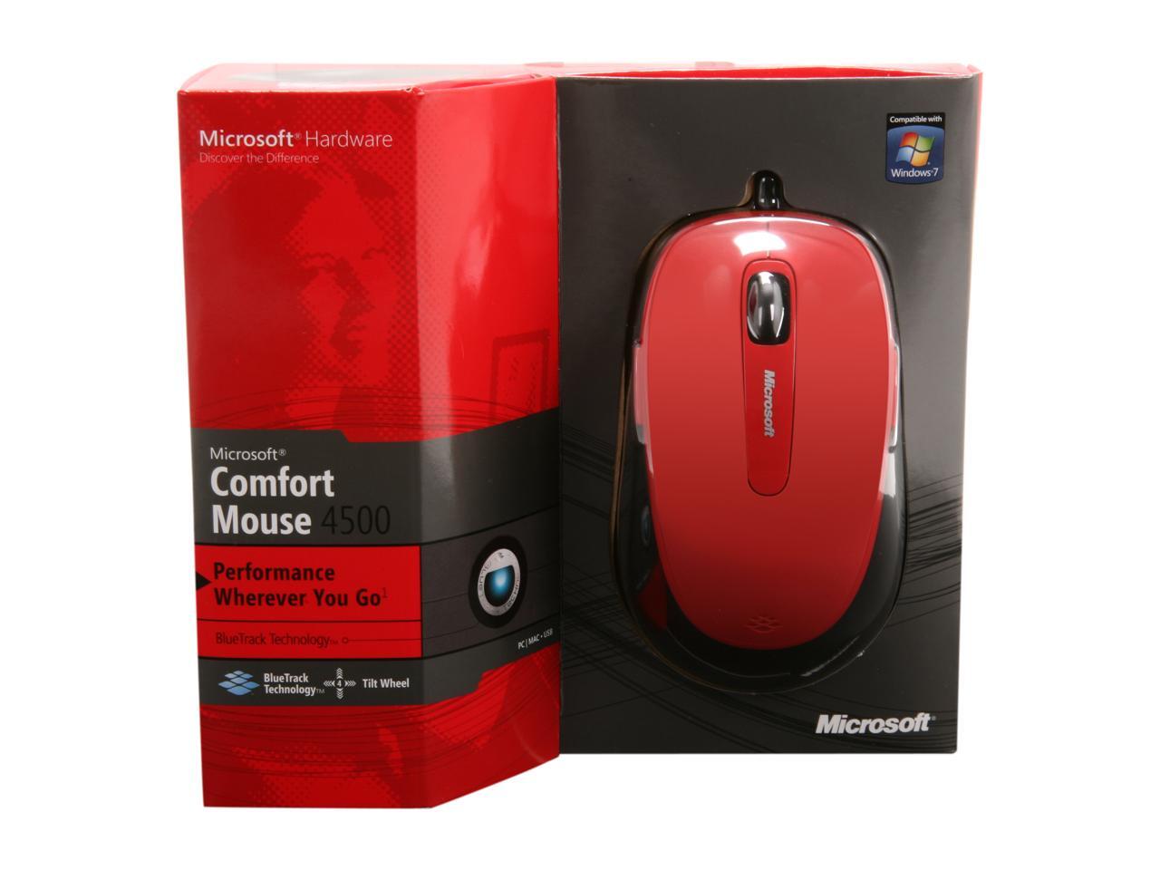 Microsoft Comfort Mouse 4500 4FD00013 Red Wired BlueTrack Mouse