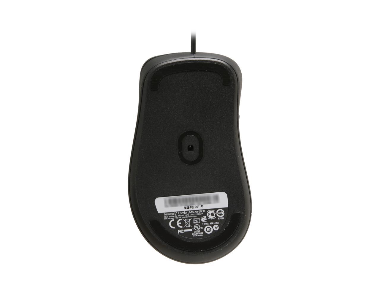 Microsoft Comfort Mouse 6000 S7J-00001 Black 1 x Wheel USB Wired BlueTrack  Mouse