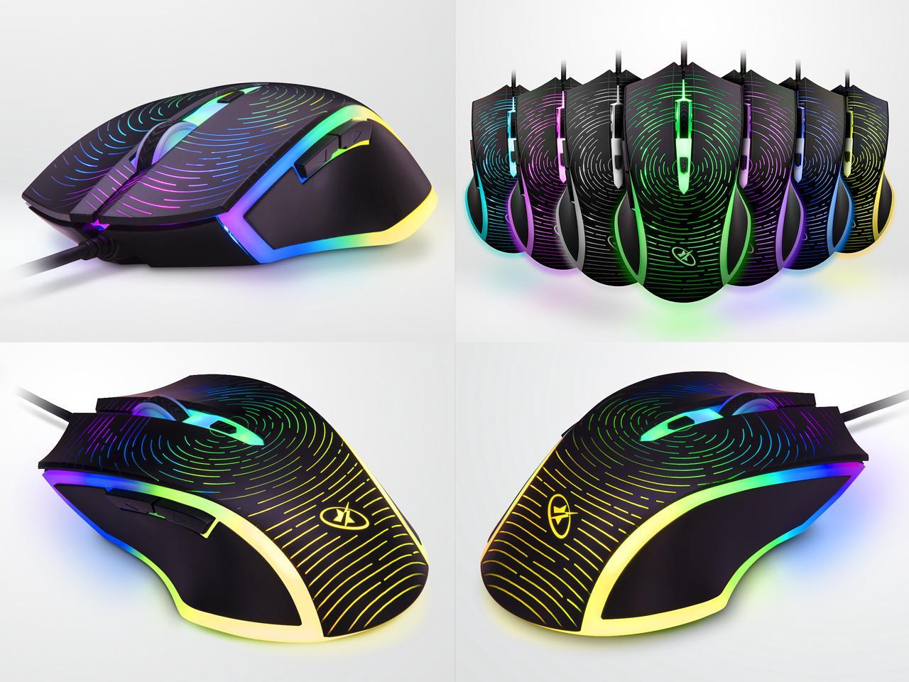Rosewill 4000 dpi Rainbow Backlit Optical Wired Gaming Mouse (NEON M53)