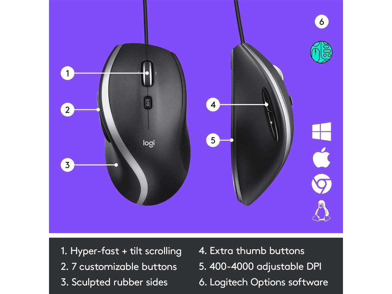 Logitech M500s Advanced Corded Mouse with Advanced Hyper-fast Scrolling ...