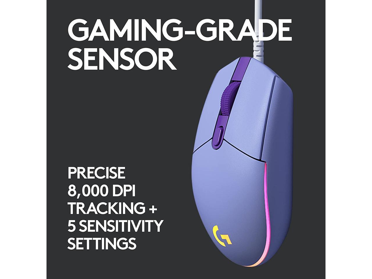 Logitech G203 Wired Gaming Mouse, 8,000 DPI, Rainbow Optical Effect