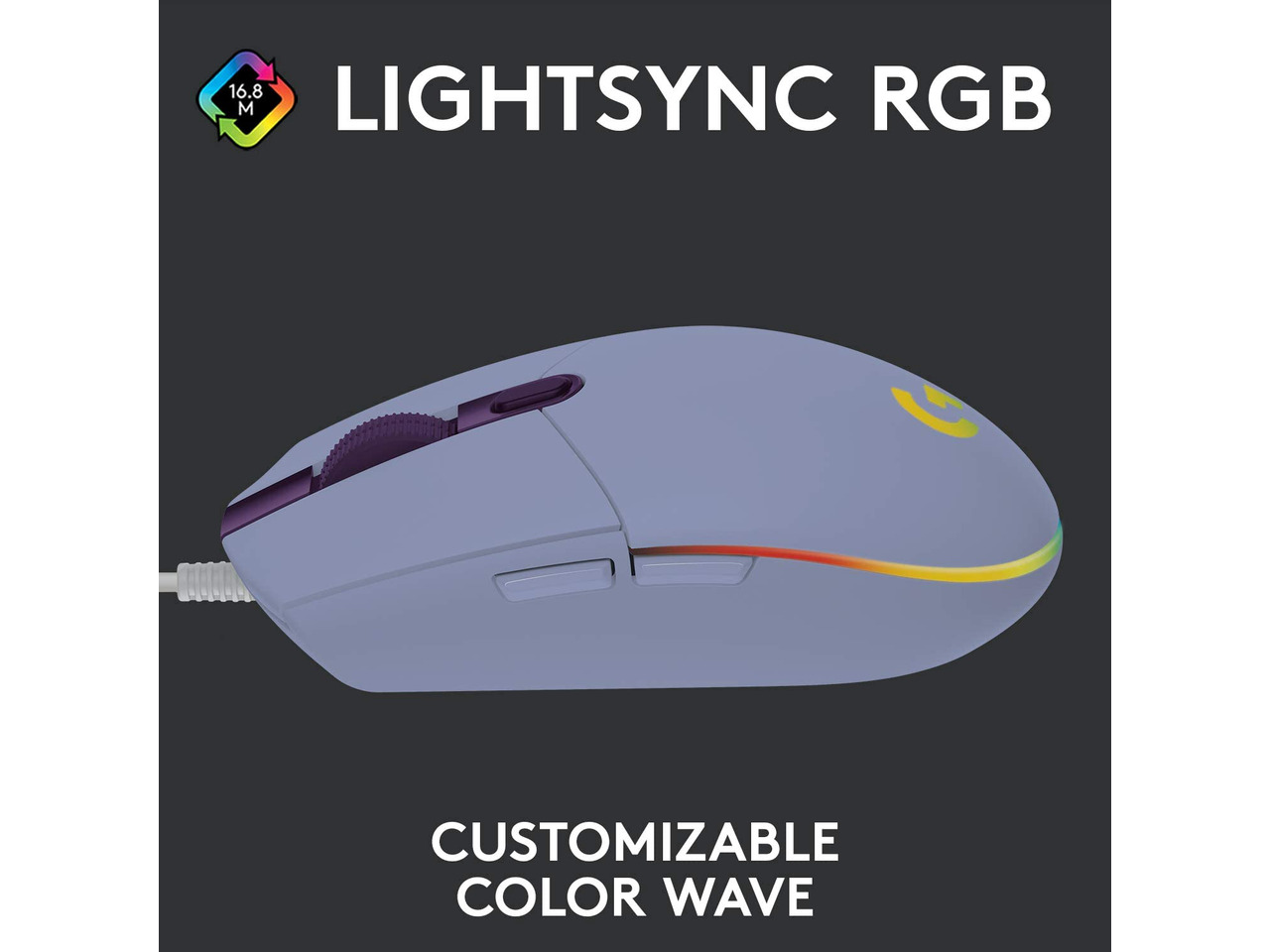 thumbnail image 2 of Logitech G203 Wired Gaming Mouse - 8,000 DPI RGB Gaming Mouse, White 2 of 13