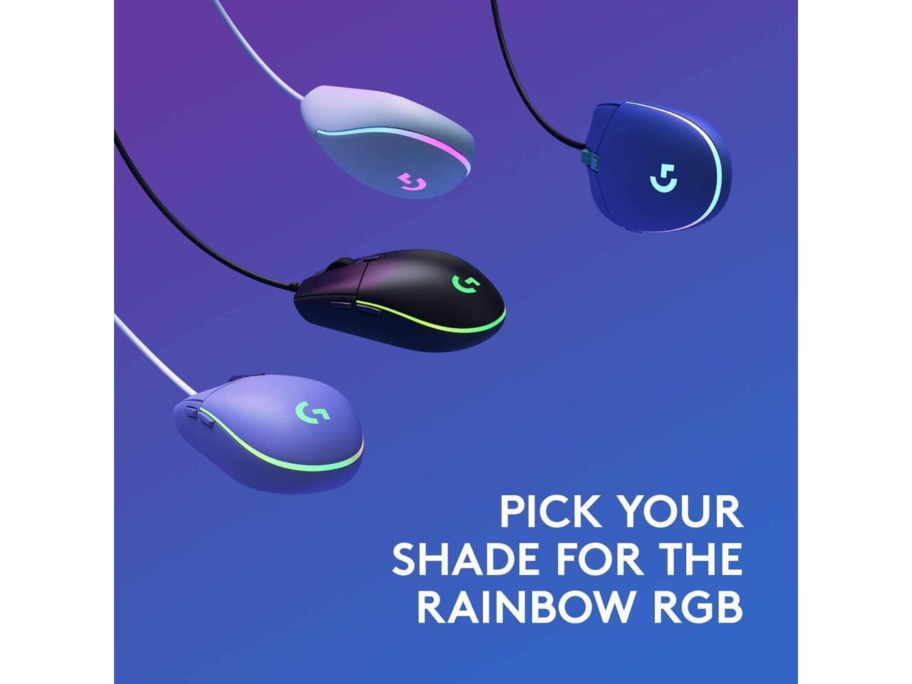 Logitech G203 Wired Gaming Mouse, 8,000 DPI, Rainbow Optical Effect