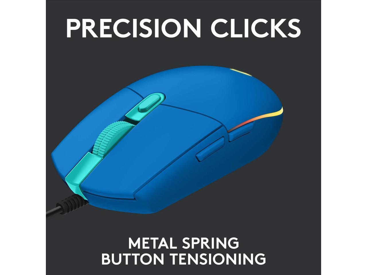 Logitech G203 Wired Gaming Mouse, 8,000 DPI, Rainbow Optical Effect