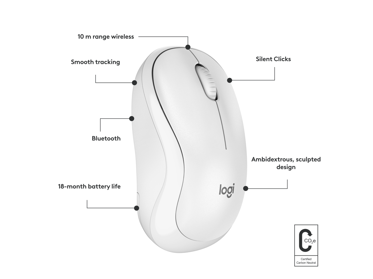 Logitech M240 Silent Bluetooth Mouse, Wireless, Compact, Portable, Smooth Tracking, 18Month