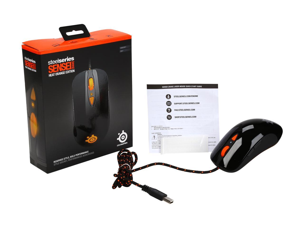 SteelSeries Sensei RAW Heat Orange 62163 Black Wired Laser Gaming 