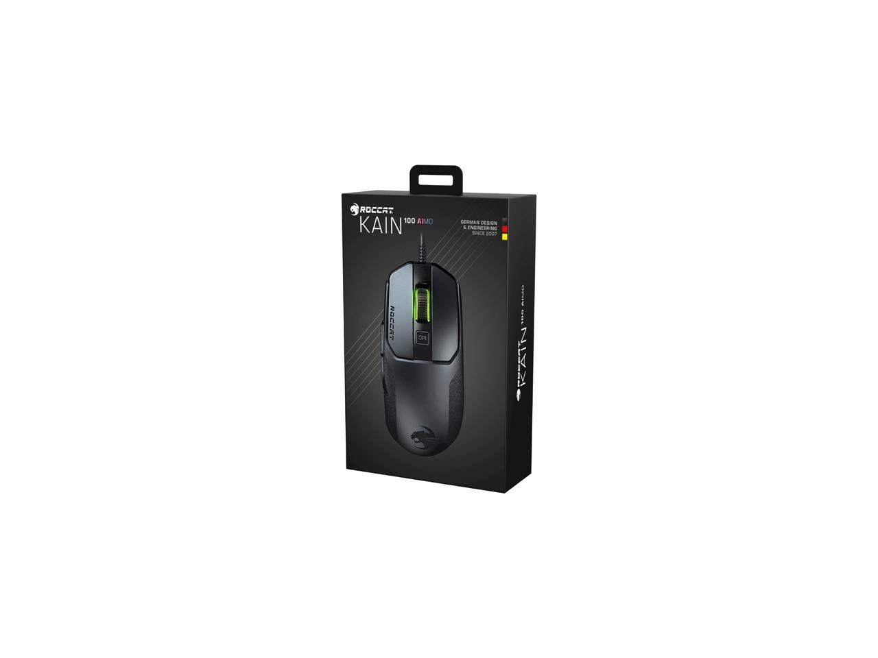 Roccat Kain 100 Aimo Roc 11 610 Bk Black Wired Optical Titan Click Rgb Gaming Mouse Newegg Com