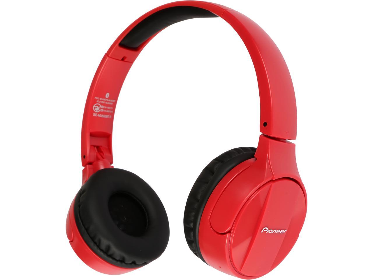 Pioneer SE-MJ553BT-R Over-Ear Wireless Stereo Headphones (Red) - Newegg.com