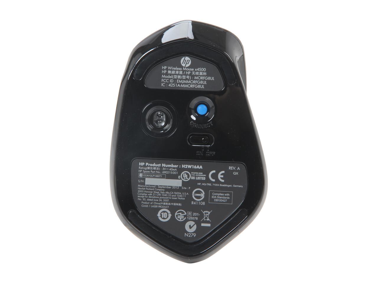 HP X4500 H2W16AAABC Black RF Wireless Laser Mouse