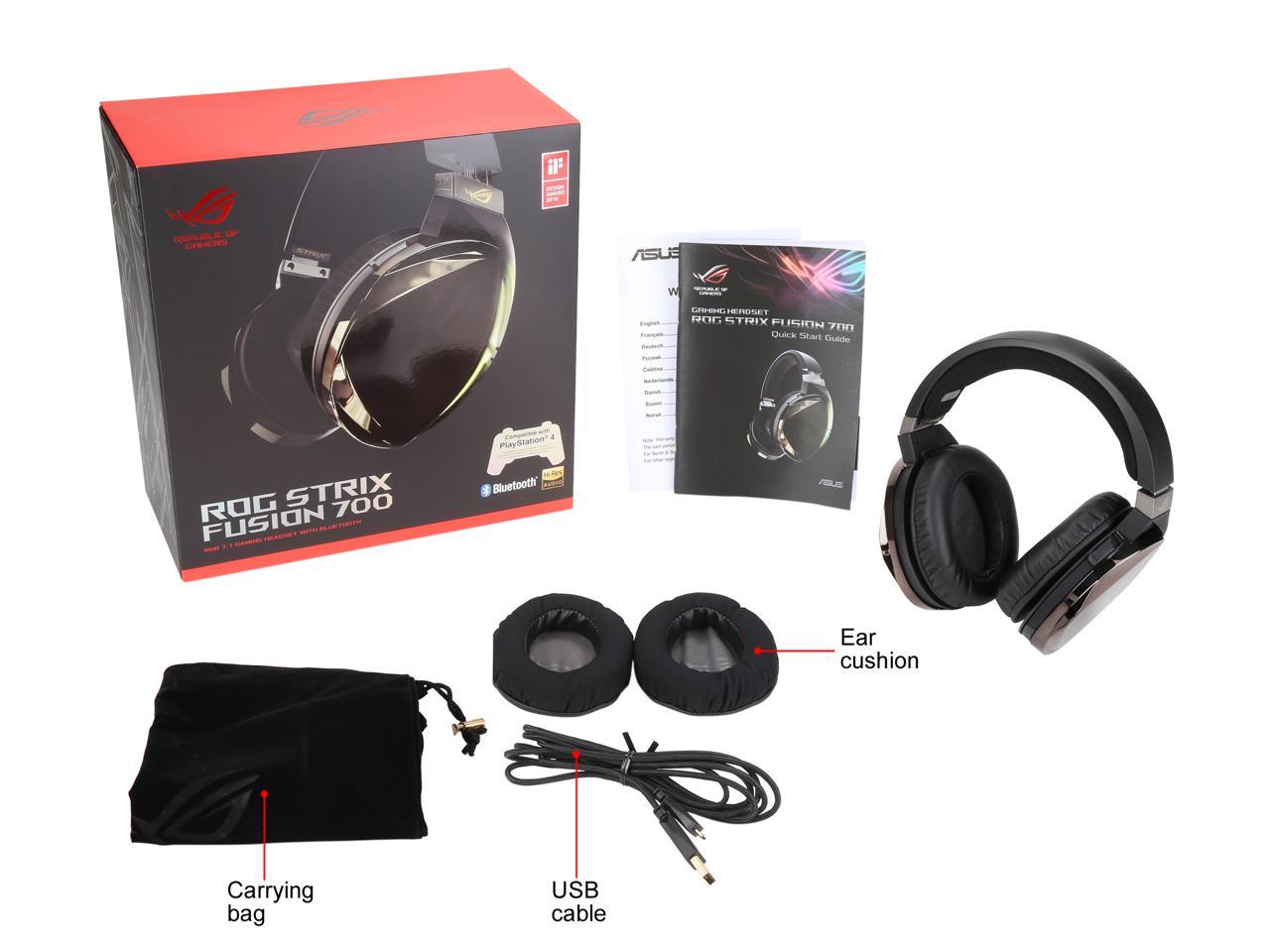 amatør Rejse område ASUS ROG Strix Fusion 700 Virtual 7.1 LED Bluetooth Gaming Headset for PC,  PS4, and Nintendo Switch with Digital Microphone, Bluetooth and Aura Sync  RGB Lighting - Newegg.com