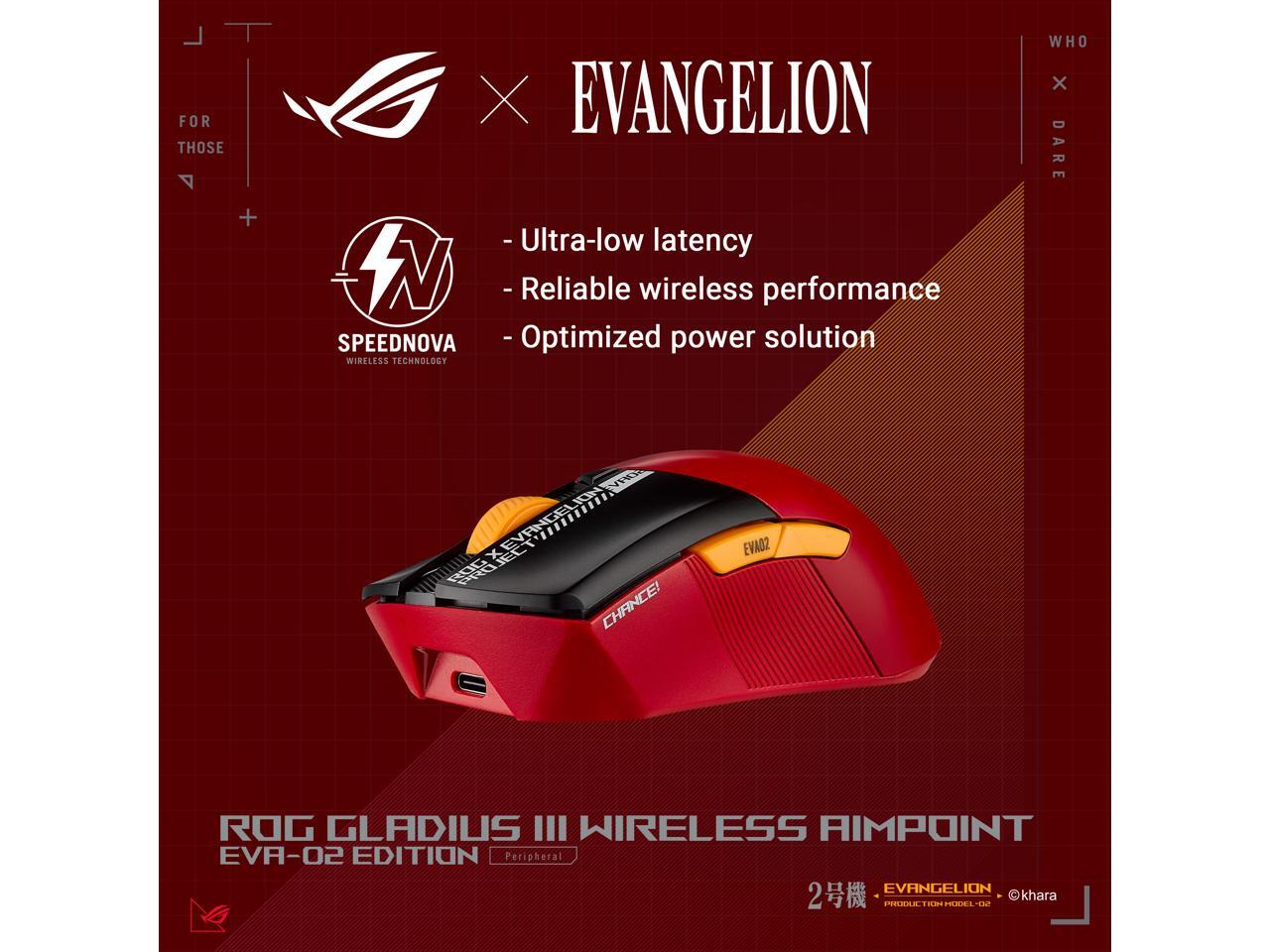 Asus ROG Gladius III Wireless AimPoint EVA-02 Edition Gaming Mouse, 2 ...