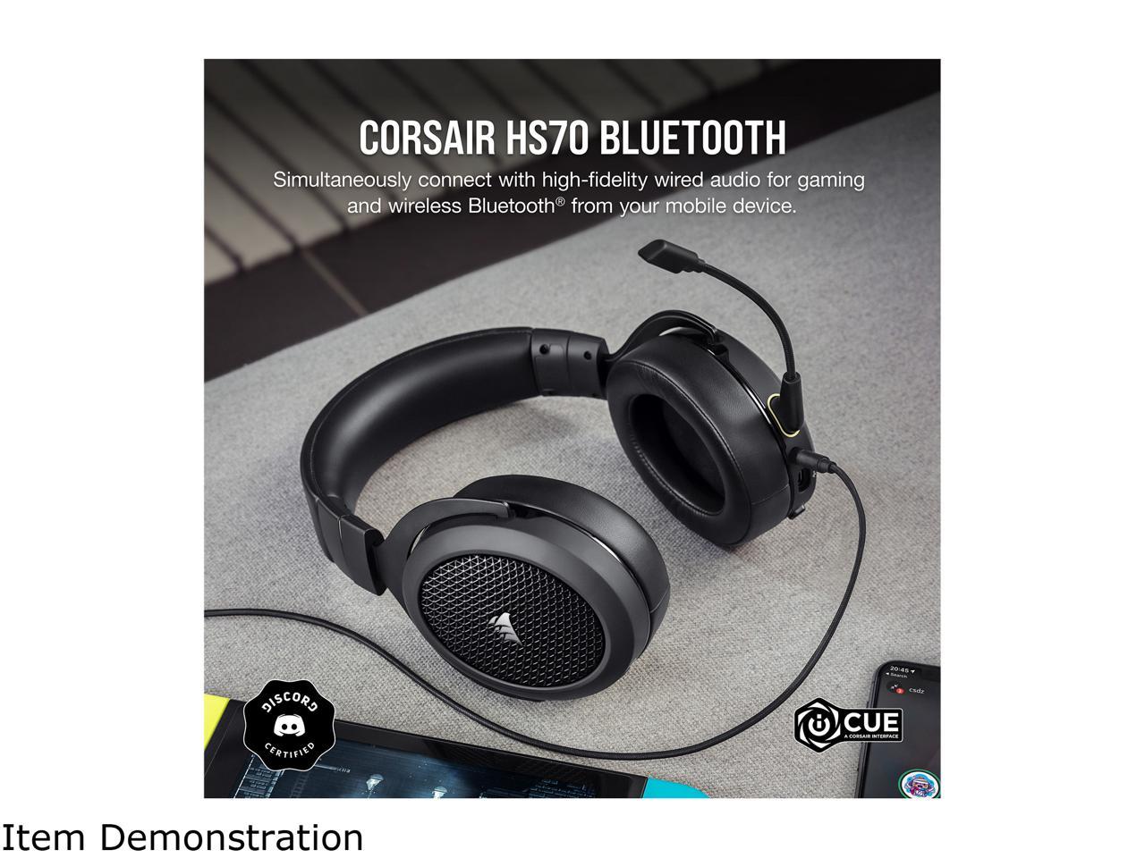Corsair HS70 BLUETOOTH 3.5mm/ USB Connector Circumaural Multi-Platform  Gaming Headset