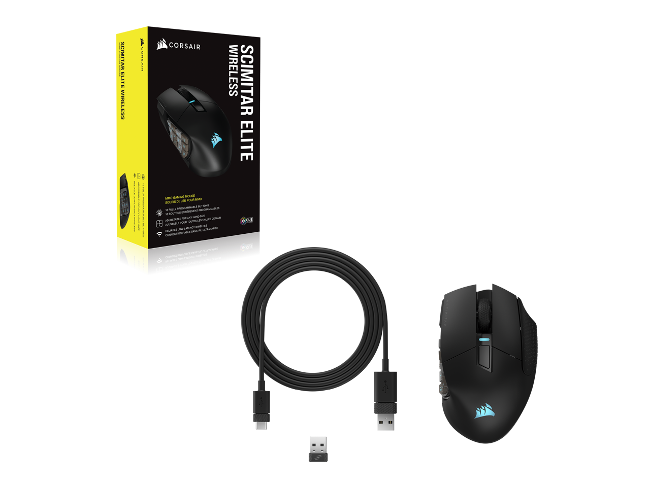 Corsair SCIMITAR ELITE Wireless MMO Gaming Mouse, 16 Fully Programmable ...