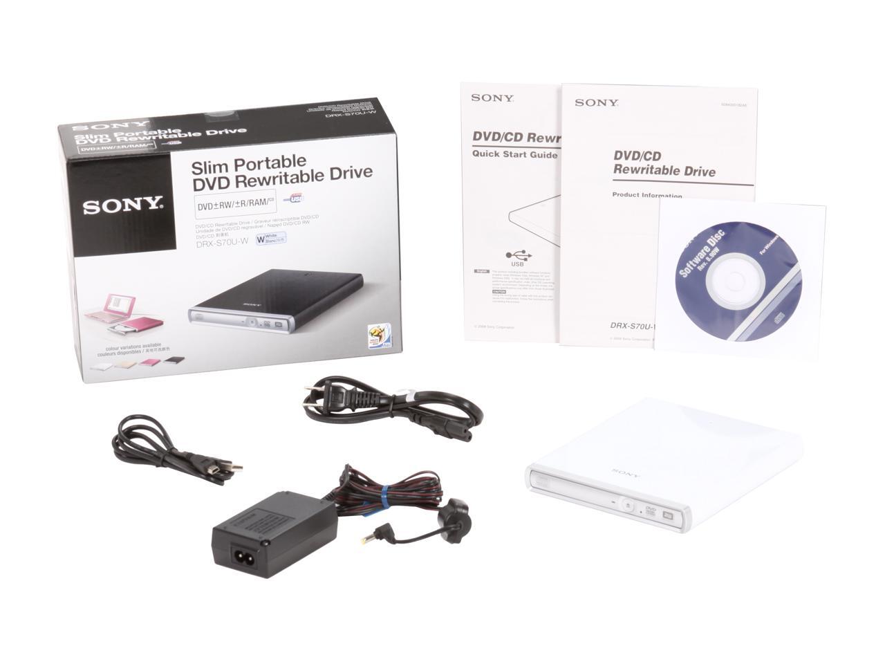 SONY USB 2.0 Slim Portable DVD Rewritable Drive Model DRX-S70U-W/W ...