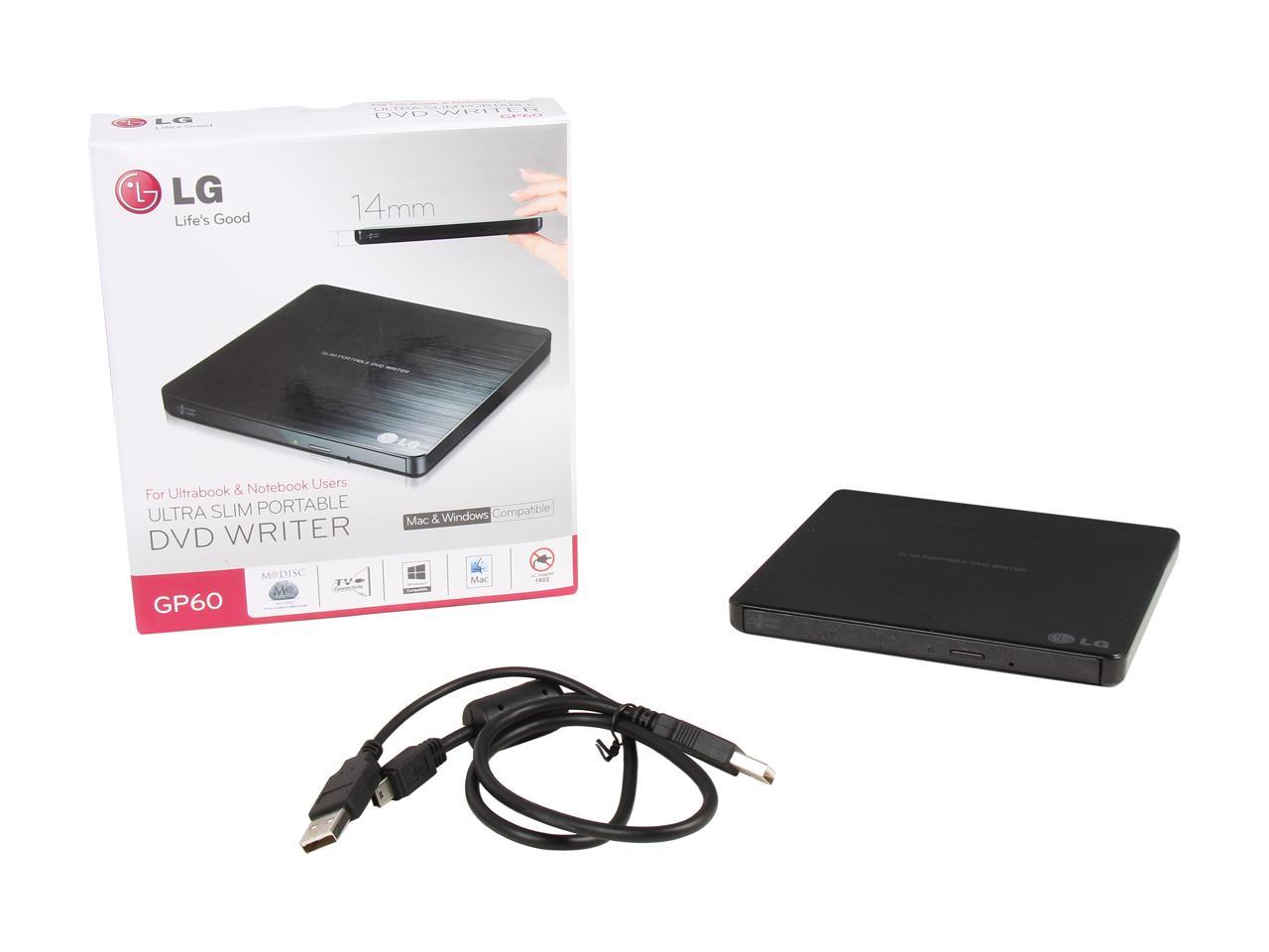 LG Ultra Slim External DVDRW with Mac and Surface Compatible Model GP27NB27