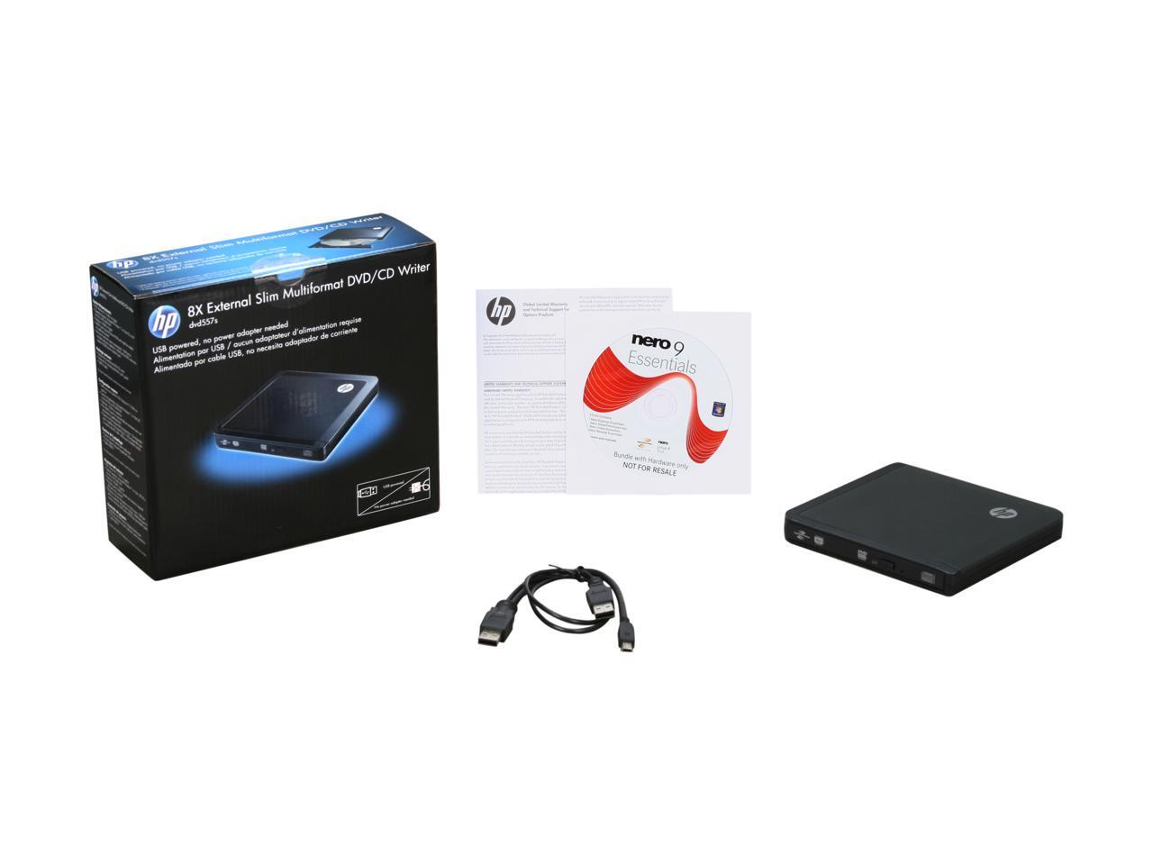 HP USB 2.0 External Slim Multiformat DVD/CD Writer Model DVD557S-H014 ...