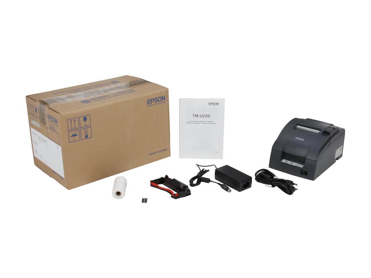 Epson TMU220B Receipt/Kitchen Impact Printer with Auto Cutter Dark