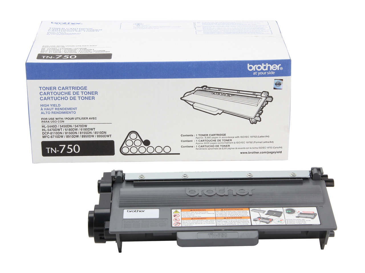 TONERTOP TN750 High Yield Black Toner Cartridge – For Brother MFC-8510DN, 8710DW, More
