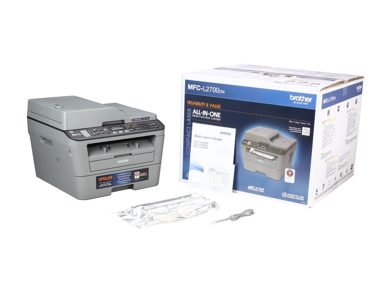 Brother MFC-L2700DW Duplex Up to 2400 x 600 DPI Wireless / USB Monochrome Laser MFC Printer ...