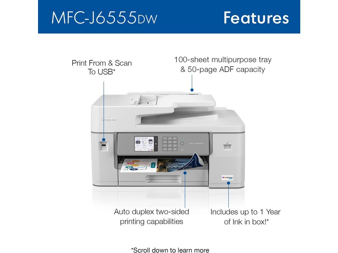Brother MFCJ6555DW INKvestment Tank Color Inkjet AllInOne Printer