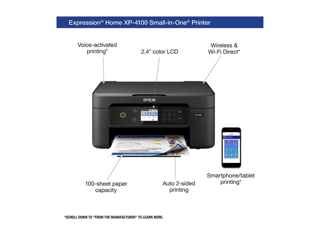 Epson Expression Home XP4100 Wireless Color Printer with Scanner and Copier
