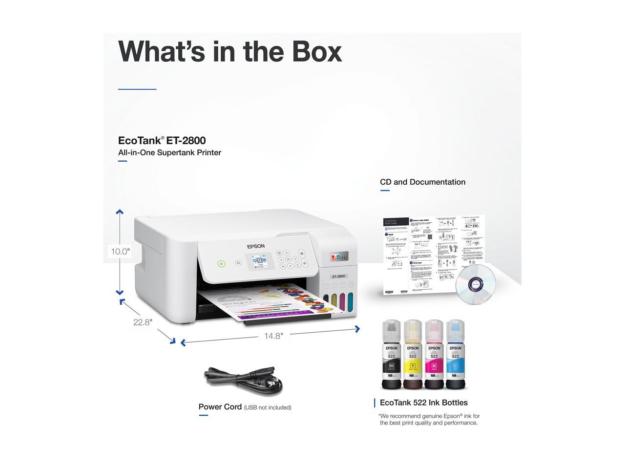 EPSON EcoTank ET 2800 AIO White Printer Home Office Newegg Com   28 129 703 V06 