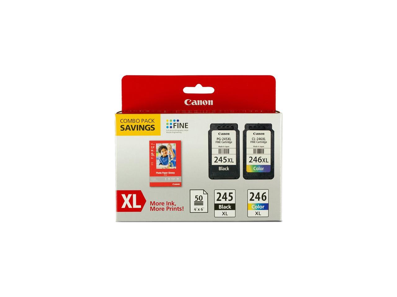 Canon PG-245XL CL-246XL Ink Cartridge with GP-502 4"x6" Photo Paper Combo Pack 
