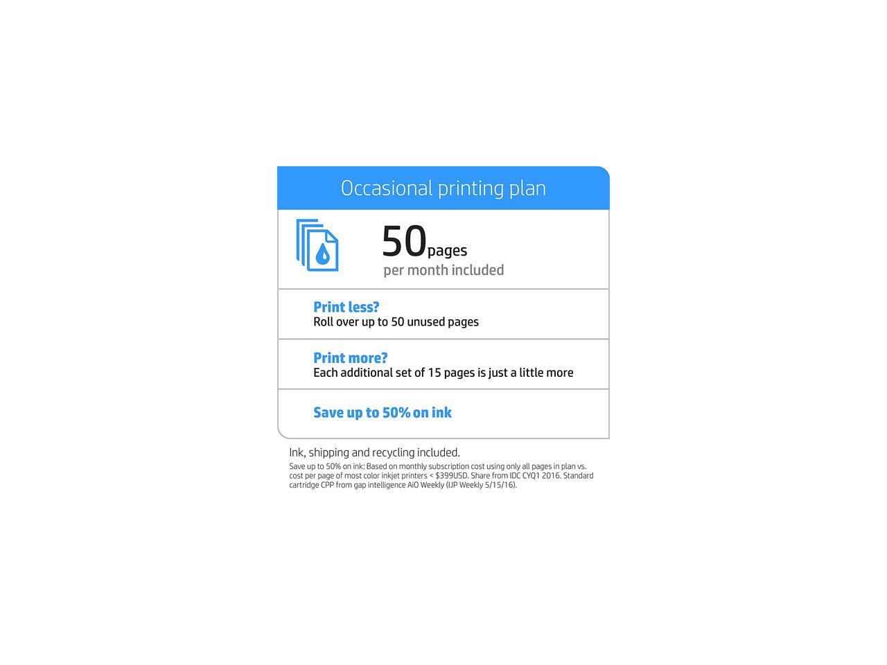 HP Instant Ink, 1st Month Enrollment Key, 50 Page Plan (1VU18AN