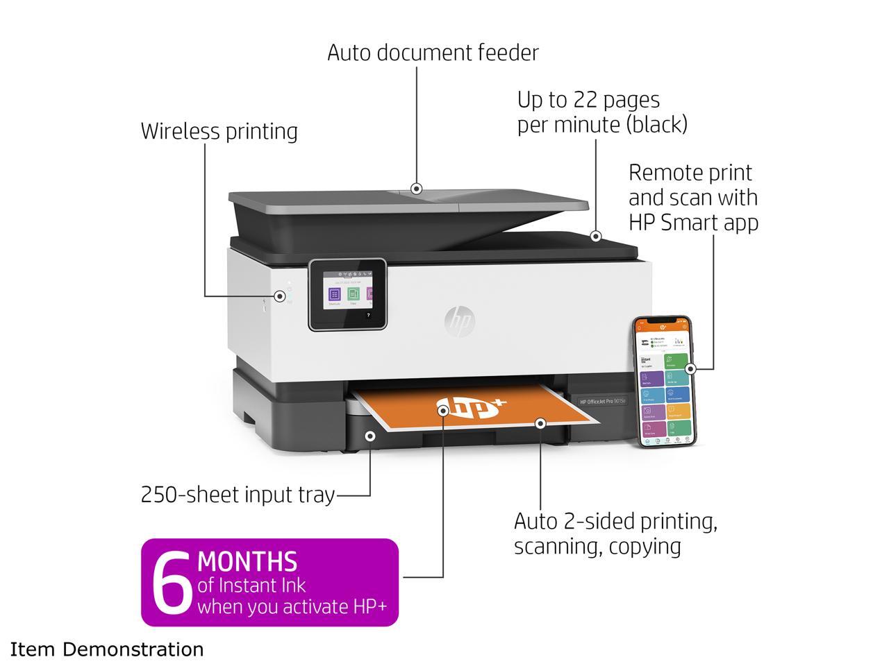 HP OfficeJet Pro 9015e AllinOne Wireless Color Printer, with bonus 6