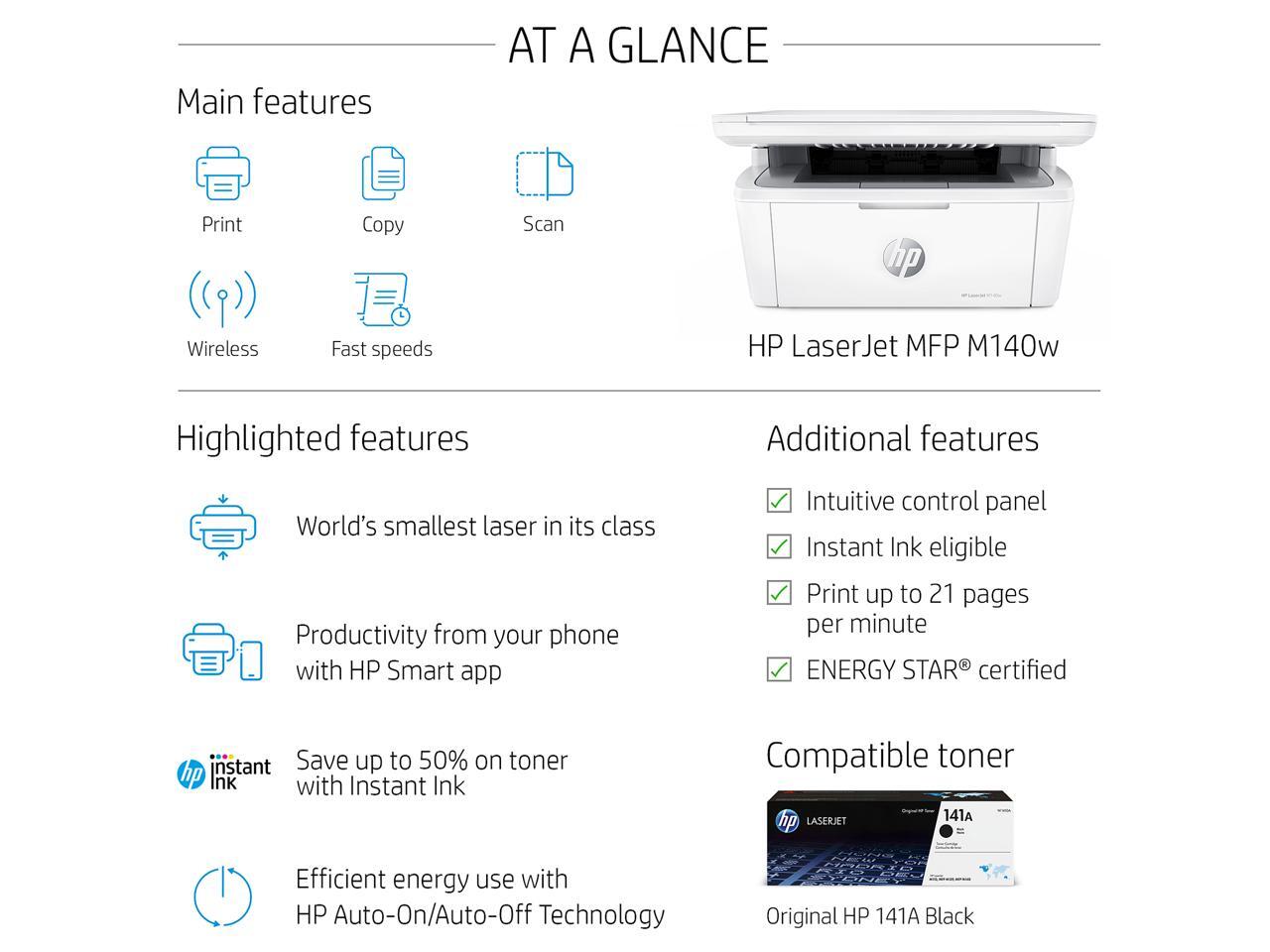 HP LaserJet M140w Wireless Black & White Printer - Newegg.com