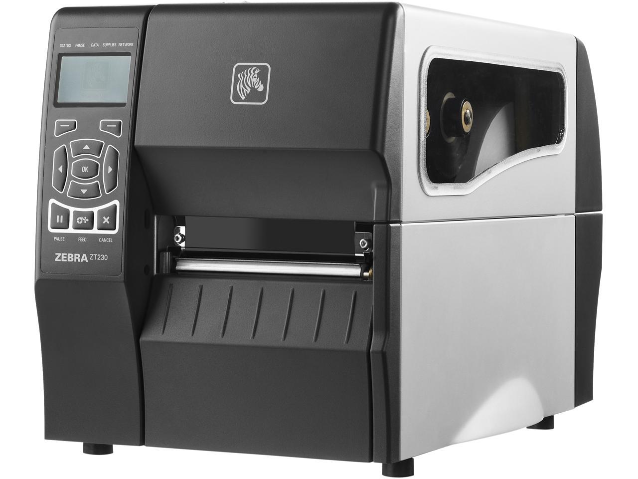 Zebra Zt230 4” Industrial Thermal Transfer Label Printer Lcd 203 Dpi Serial Usb Zpl Epl 7043