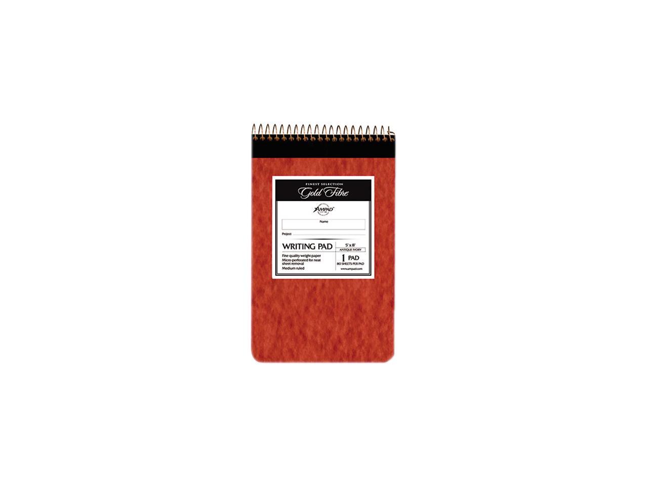 Ampad 20007 Gold Fibre Retro Writing Pad, Wide Rule, 5 x 8, Ivory, 80