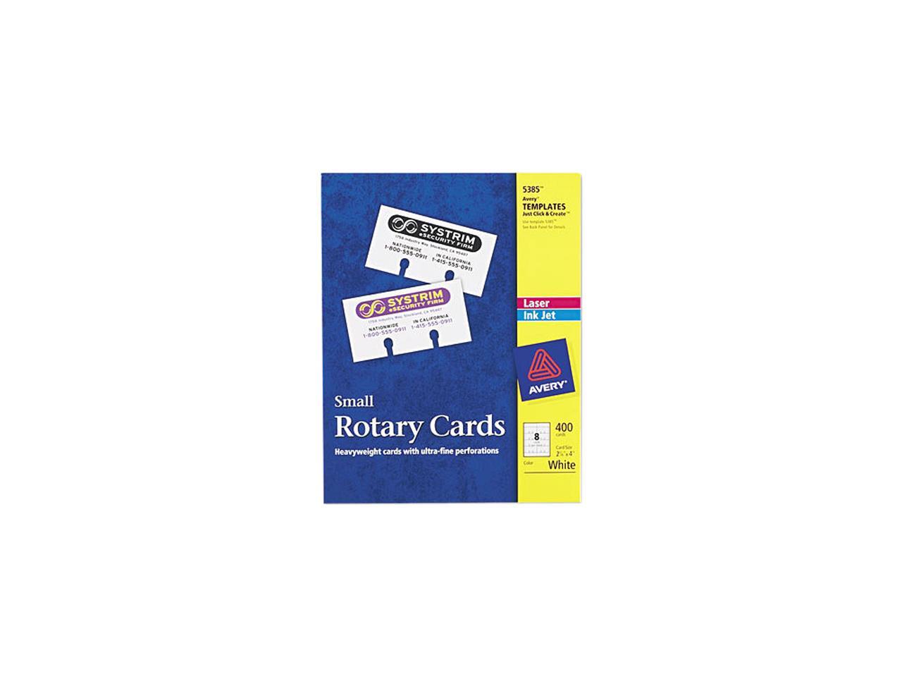 Avery 5385 Laser/Inkjet Rotary Cards, 2 1/6 x 4, 8 Cards/Sheet, 400
