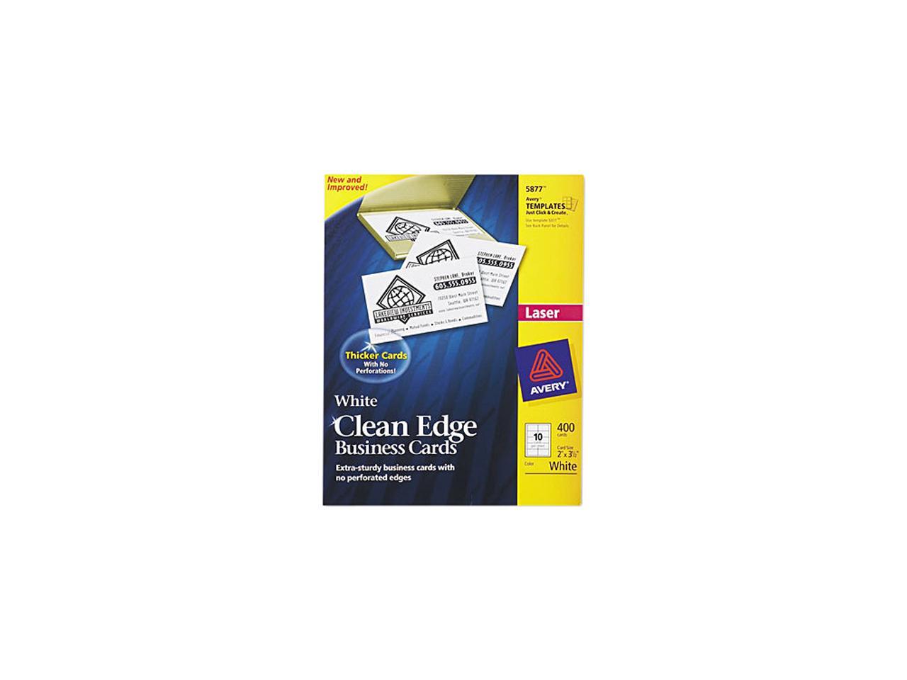 Avery 5877 Clean Edge Laser Business Cards 2 X 3 1 2 White 10 Sheet 