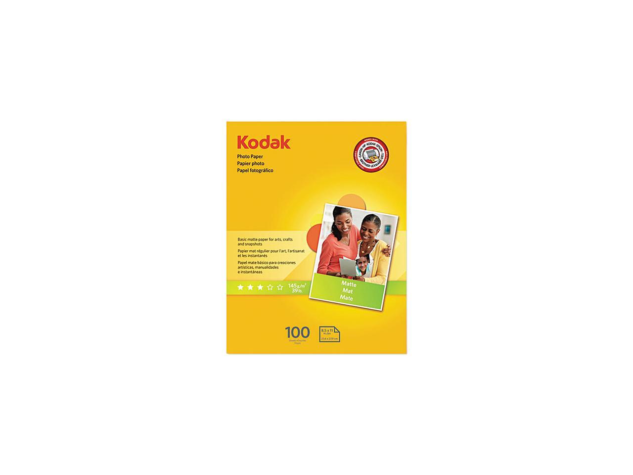 Kodak Photo Paper, Matte, 7 mil, 81/2 x 11, 100 Sheets/Pack