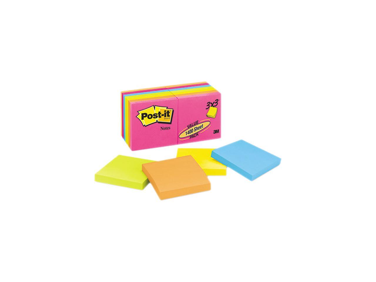 Postit Notes 65414AN Original Pads in Neon Colors, 3 x 3, Five Neon