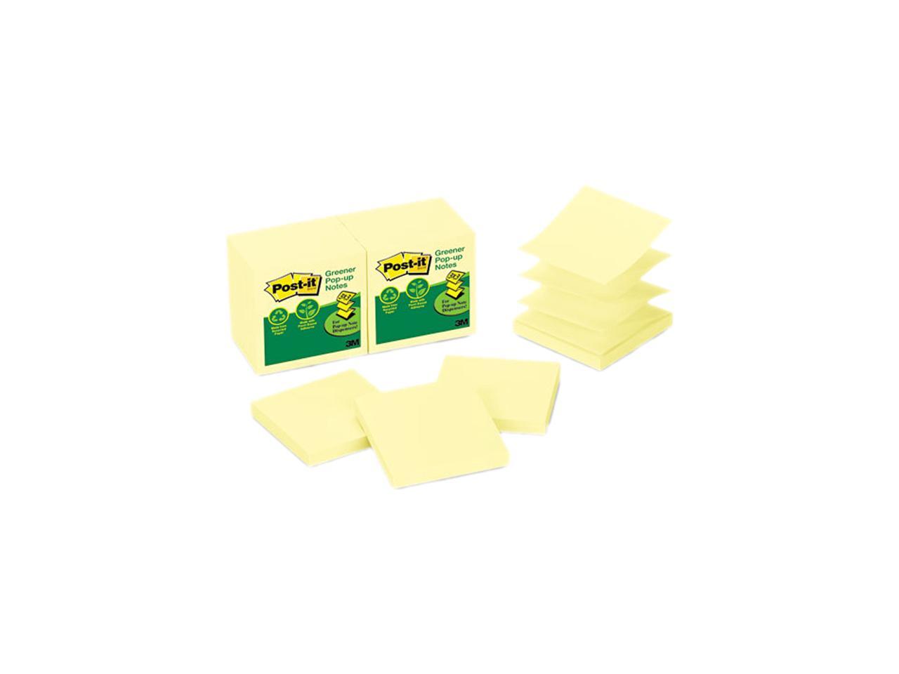 Postit Recycled PopUp Notes Refill, 3 x 3, Canary YW,100 Sheets/Pad