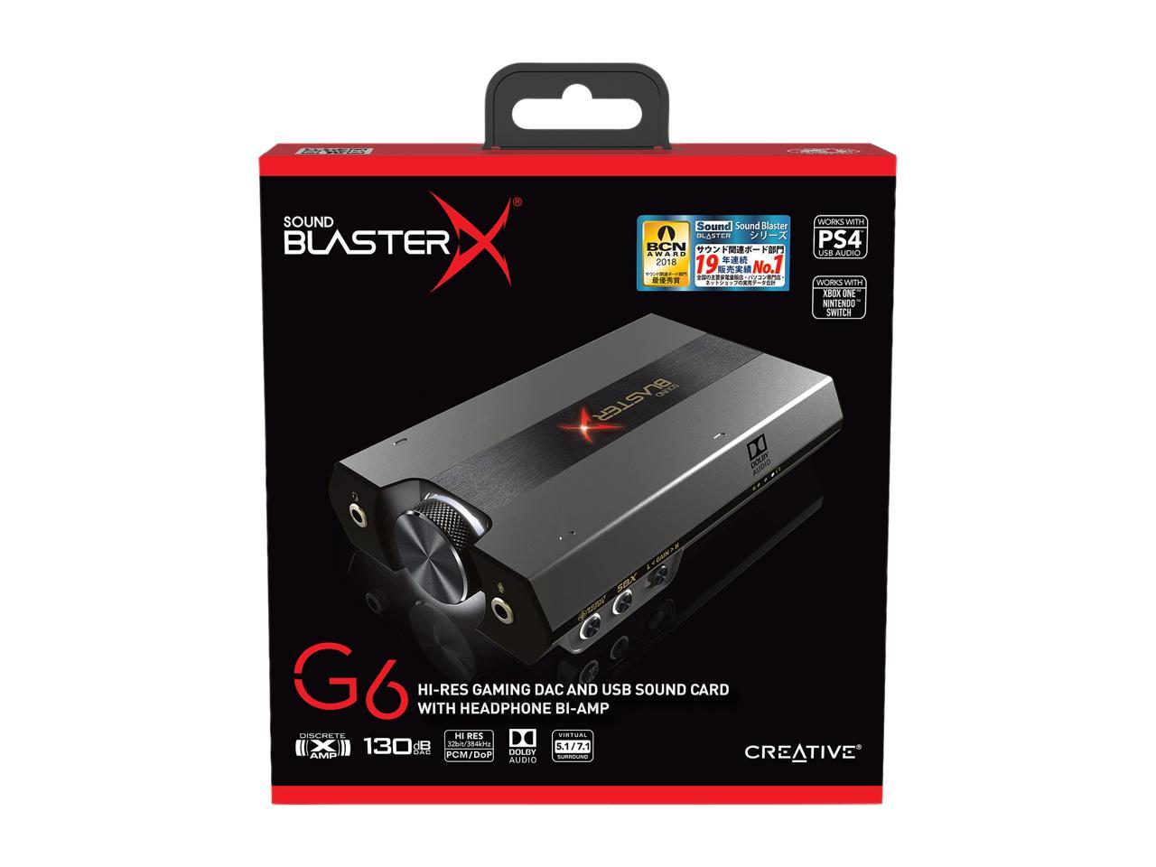 Creative Sound BlasterX G6 Hi-Res Gaming DAC and USB Sound Card with Xamp  Headphone Bi-Amplifier for PC, PS4, Xbox and Nintendo Switch
