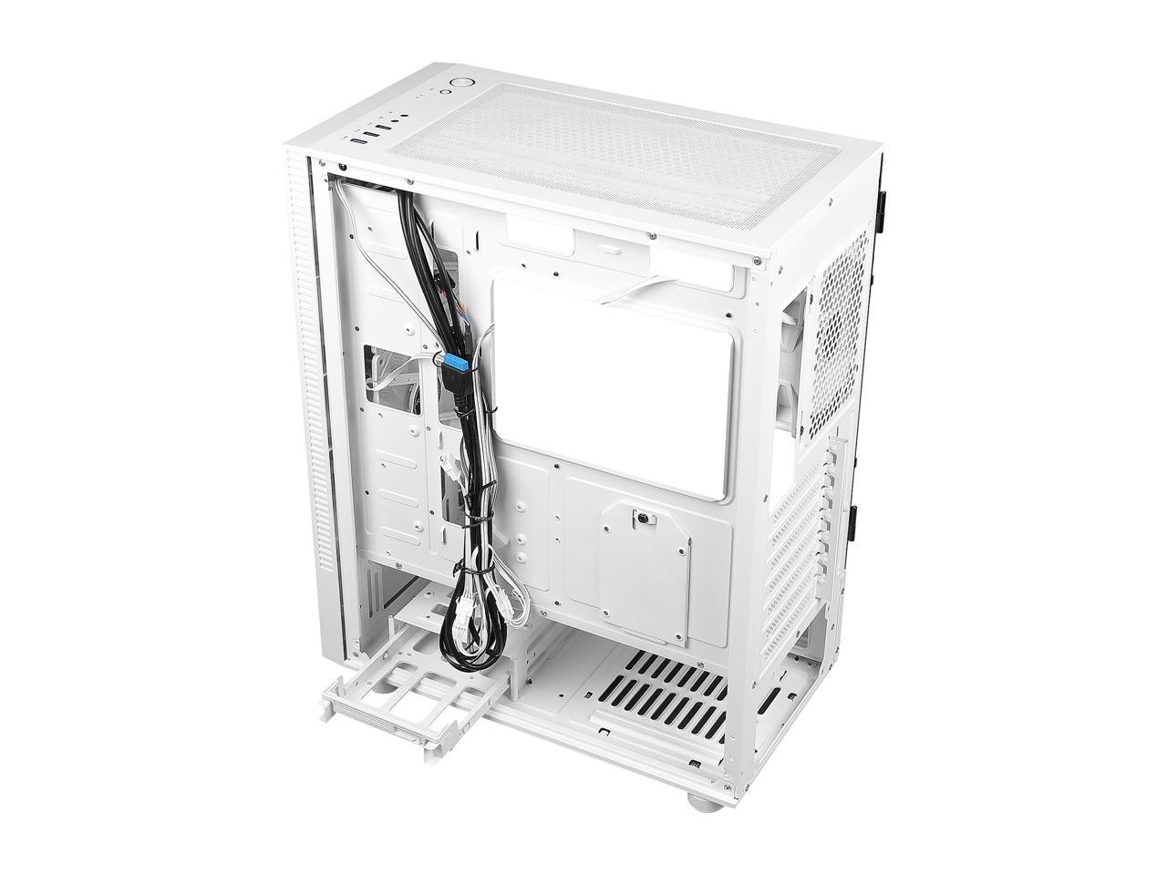Antec NX Series NX410 White, 2 x 140mm & 1 x 120mm ARGB Fans Included,  360mm Radiator Support, Mesh Front Panel & Swing-Open Tempered Glass Side  Panel 